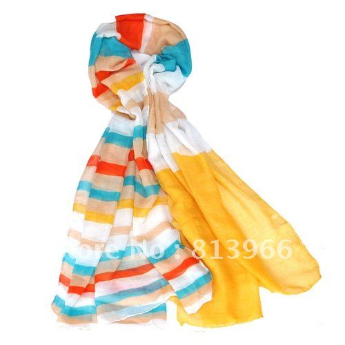 2012 Fashion Striped rainbow muffler women's bright colour bandelet 10piece/lot --- free shipping