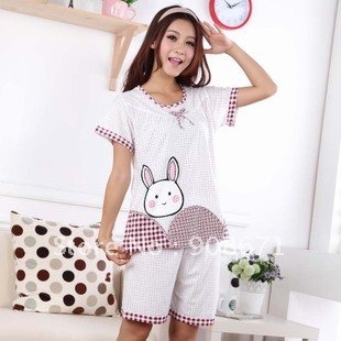 2012 fashion summer female white short-sleeve sleepwear twinset lounge set cotton