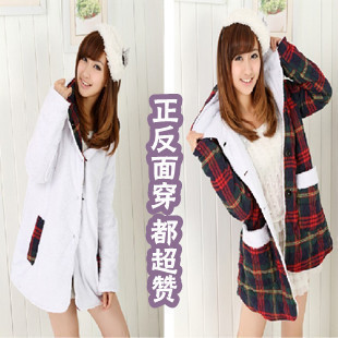 2012 fashion sweet plaid maternity thick big cotton-padded jacket maternity wadded jacket outerwear