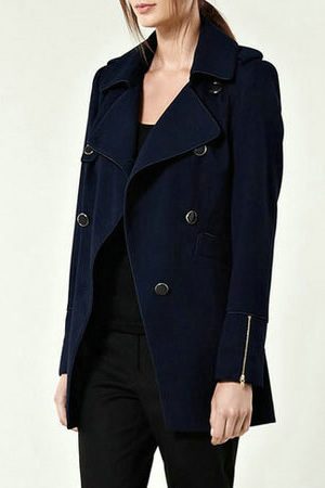 2012 fashion turn-down collar single breasted medium-long oblique buckle woolen trench outerwear female