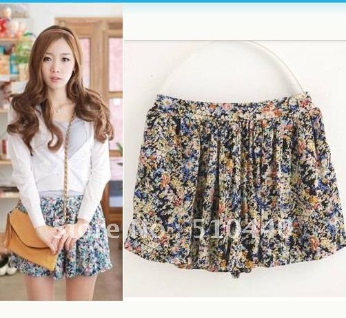 2012 fashion vintage sweet flower design women skirt shorts free ship