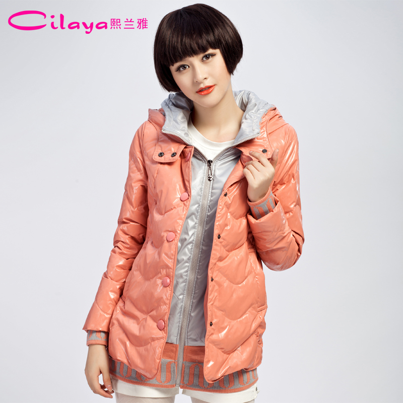 2012 fashion waterproof knitted sleeve slim women's medium-long down coat c2207