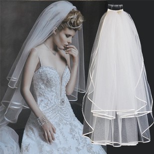 2012 fashion Wedding veils 95cm  double layer bridal veils with comb for wedding dress