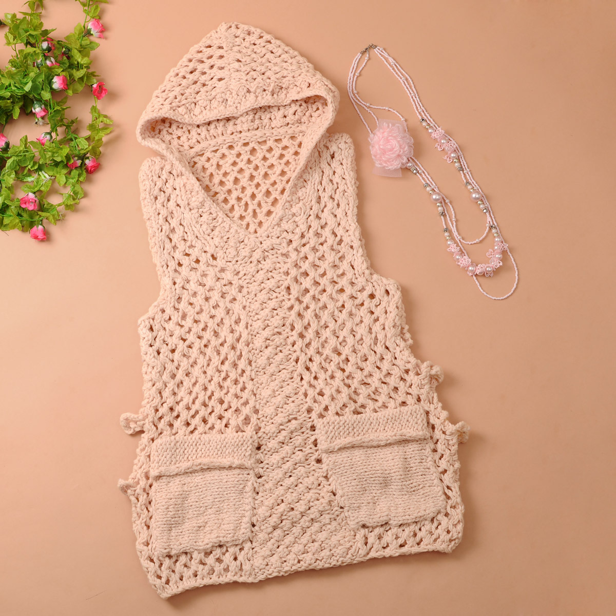 2012 fashion winter new arrival women's handmade knitting coarse cutout with a hood medium-long sweater 8562