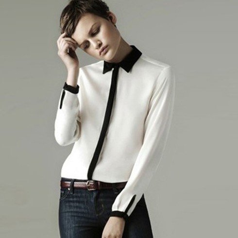 2012 fashion woman Patchwork blouses Mandarin Collar Mixture Cotton fabric  Cardigan  shirts free shipping