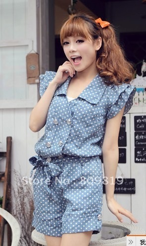 2012 Fashion women belt jumpsuit denim one piece shorts  Jumpsuits & Rompers