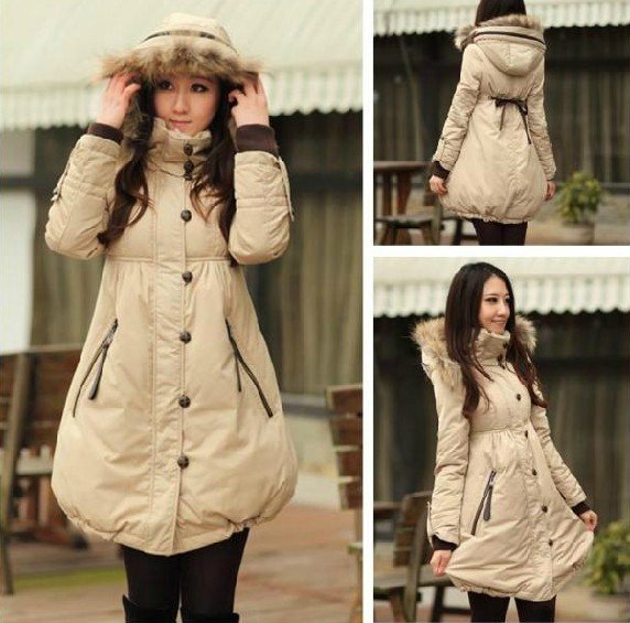 2012 Fashion Women Long Down Coat Outerwear Warm Winter Outerwears with Fur cap Collar 90% down 10% feathers