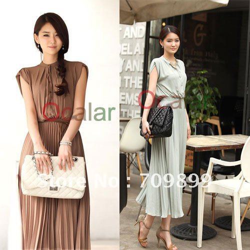 2012 Fashion Women Round Neck Boho Chiffon Maxi Long Dress Sleeveless Casual E0347