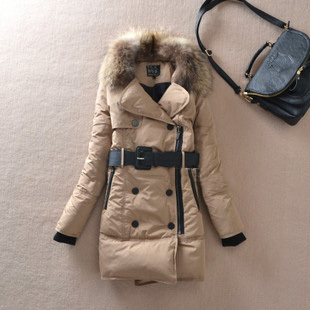 2012 fashion women's raccoon fur medium-long down coat winter thickening plus size