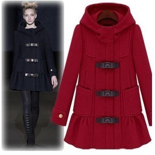 2012 Fashion Women Slim Double-breasted  wool Trench Coat,coats for woman Casual wool jacket Long Outwear with hoodies