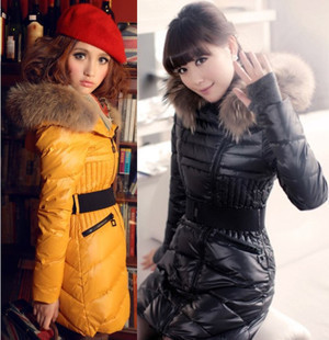2012 fashion womens down coat luxury large real fur collar down jacket free shipping dropship wholesalers