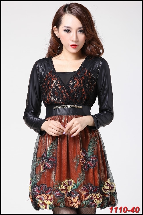 2012 fashion yarn mill leather gauze embroidered elegant hot-selling princess one-piece dress