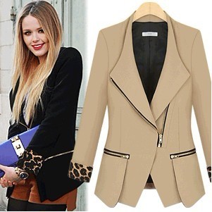 2012 fashion zipper leopard print color block bags small suit jacket