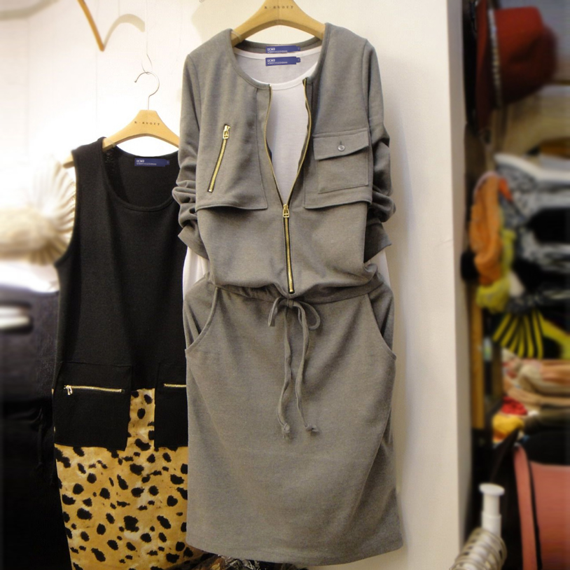2012 fashionable casual sports 100% cotton plus velvet thickening winter basic all-match one-piece dress, free shipping