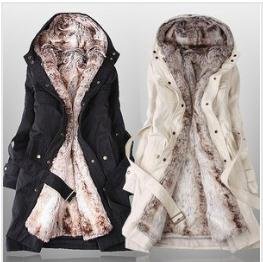 2012 Faux fur lining women's winter warm long fur coat jacket clothes wholesale Free Shipping, O-711