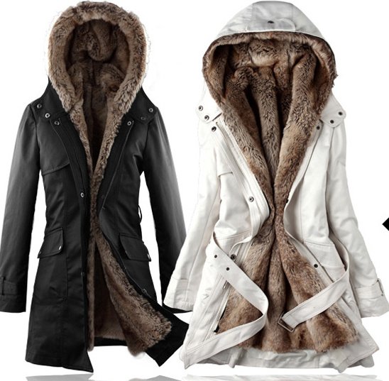 2012 Faux fur lining women's winter warm long fur coats jacket clothes Drop shipping Free Shipping
