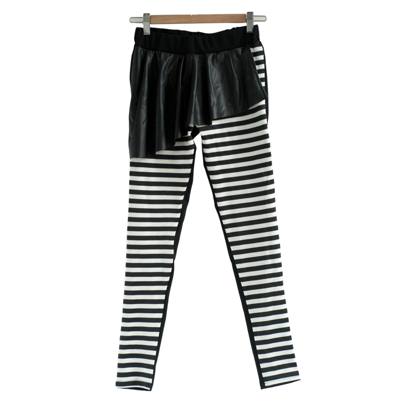 2012 faux leather oblique skirt ankle length legging culottes autumn and winter bb90660 female