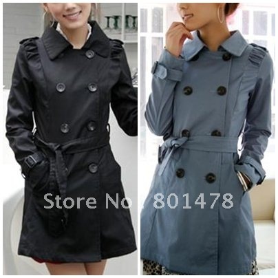 2012 female all-match turn-down collar double breasted long-sleeve medium-long trench female outerwear overcoat