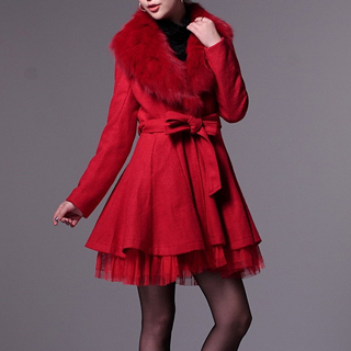 2012 female autumn and winter the bride married red welcome overcoat outerwear wool woolen cloth long-sleeve red