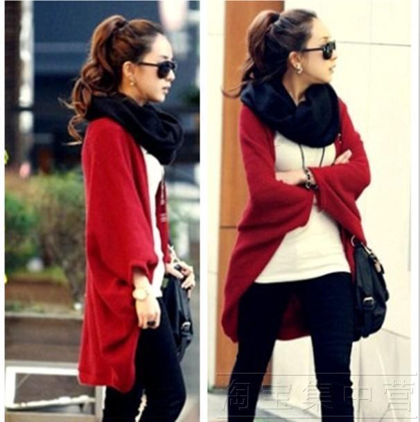 2012 female autumn women's thin cardigan sweater long design shoulder width plus size outerwear