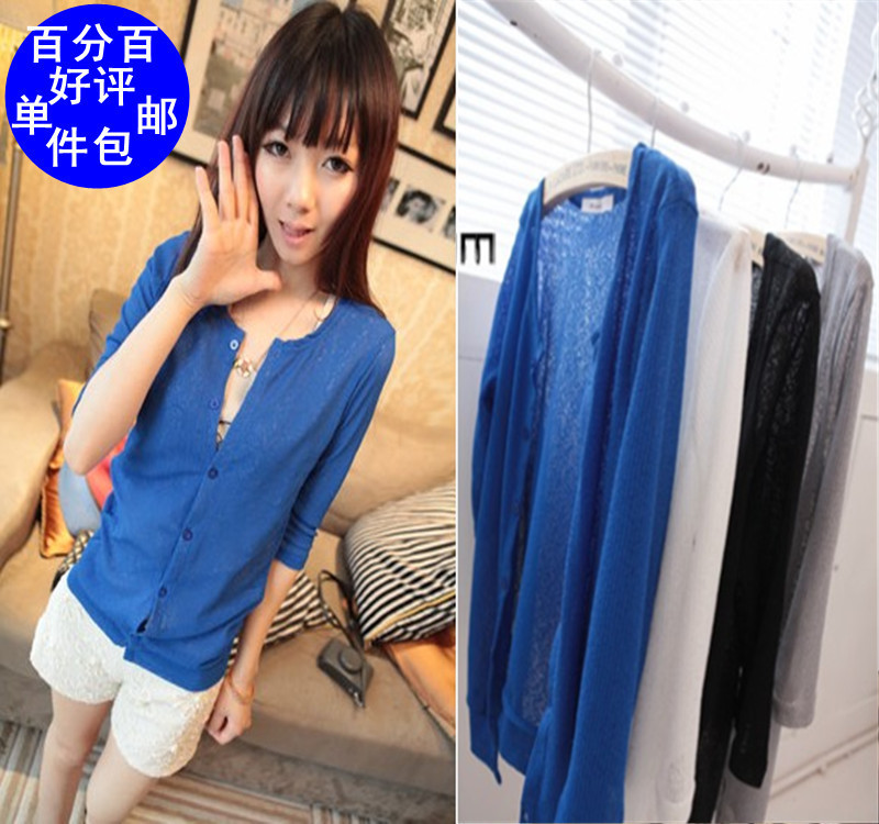 2012 female cardigan summer thin three quarter sleeve sunscreen air conditioning all-match small cape