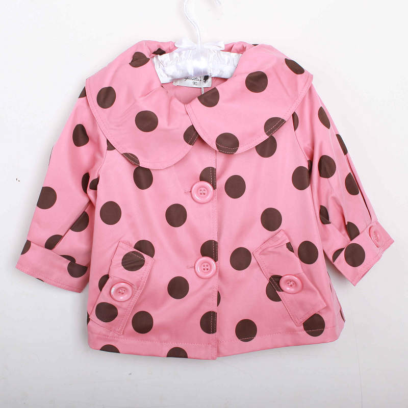 2012 female child children's clothing inspirat dot turn-down collar peter pan collar trench outerwear