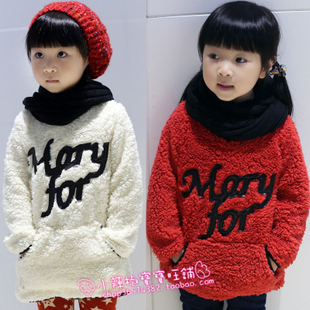 2012 female child fashion letter fleece child thickening pullover long design sweatshirt one-piece dress