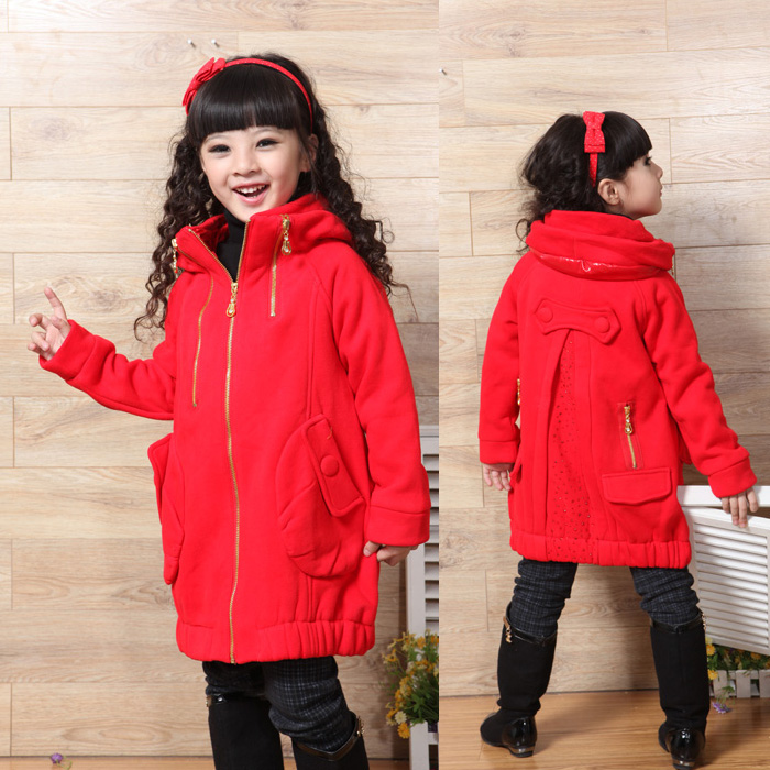 2012 female child long-sleeve thickening outerwear female child overcoat trench