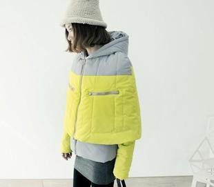 2012 female color block decoration cloak wadded jacket twinset cotton-padded jacket wadded jacket women outerwear free shipping