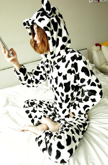 2012 female cow thermal at home service coral fleece sleep set 604