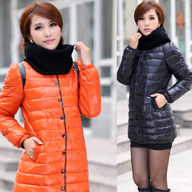 2012 female fashionable casual thermal cotton-padded jacket female medium-long wadded jacket female outerwear