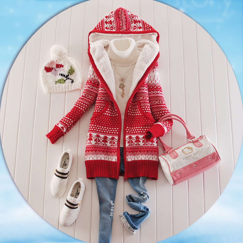 2012 female medium-long thickening sweater outerwear slim sweater cardigan