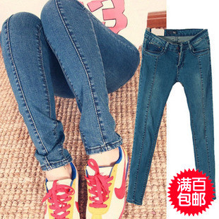 2012 female plus size loose slim skinny jeans vintage casual pants