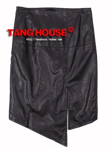 2012 female sexy side vent PU slim hip skirt bust skirt leather skirt