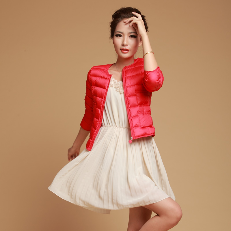 2012 female short design down coat female fashion black thin slim down outerwear 90 goatswool