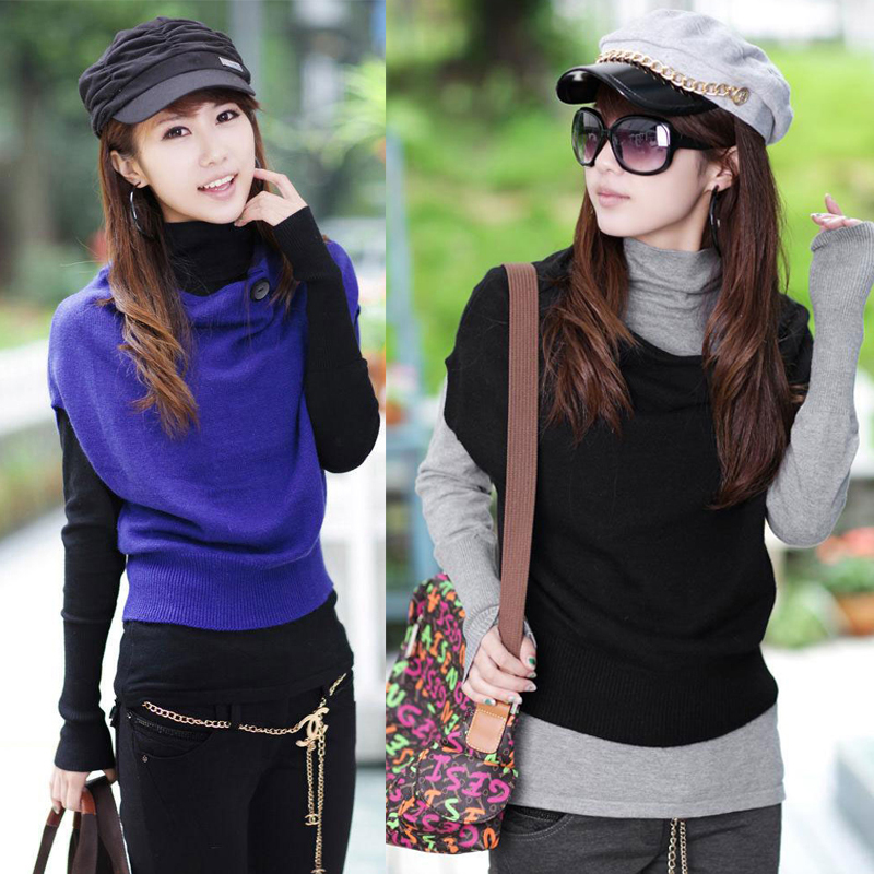 2012 female sleeveless short design batwing shirt cashmere sweater outerwear sweater knitted shawl