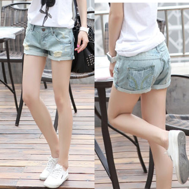 2012 female summer hole loose casual denim shorts mm shorts plus size female trousers hot