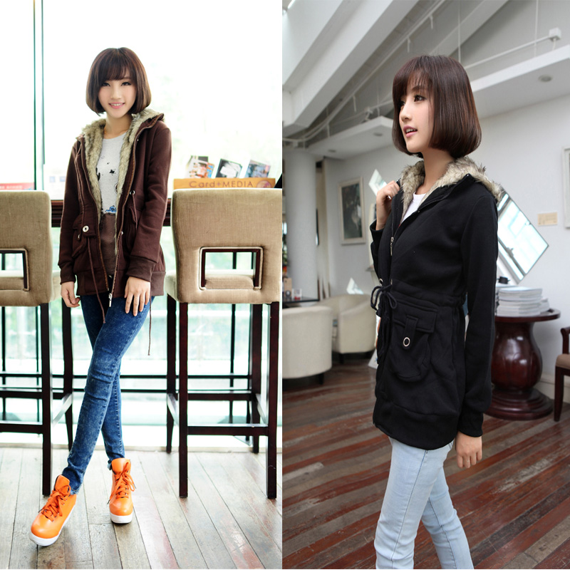 2012 female sweatshirt goatswool medium-long outerwear women's winter outerwear thick trench cardigan