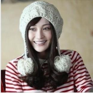 2012 female sweet ear bianzi cap knitted hat warm hat knitted hat