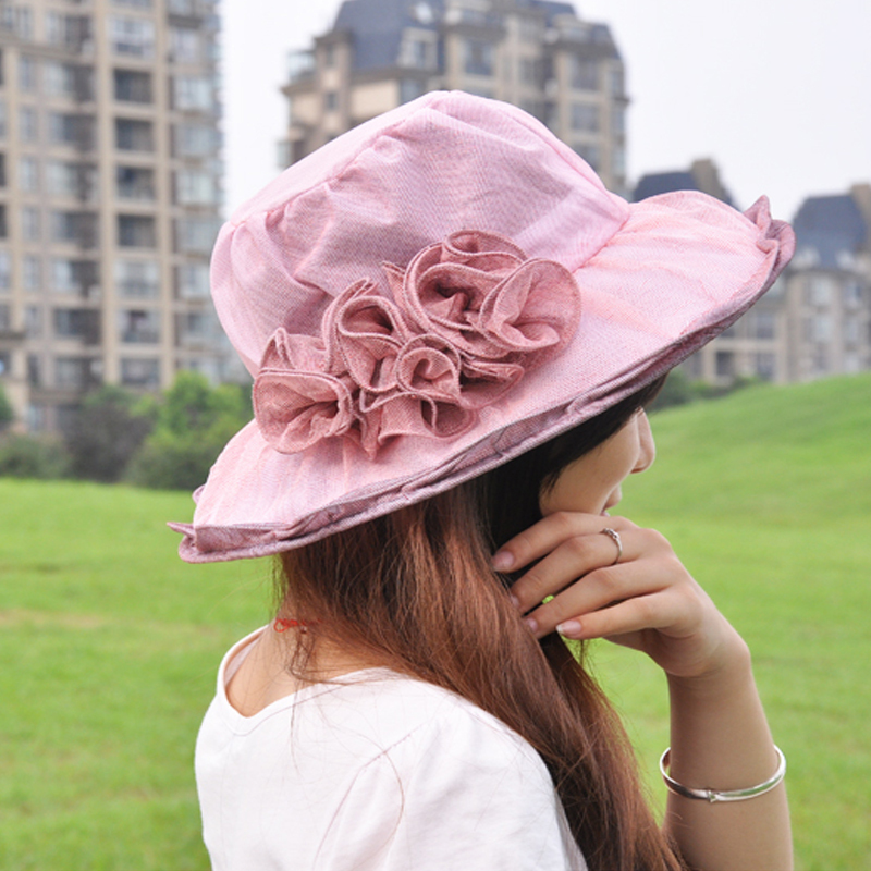 2012 female wide-brimmed sun-shading sun hat flower mz010
