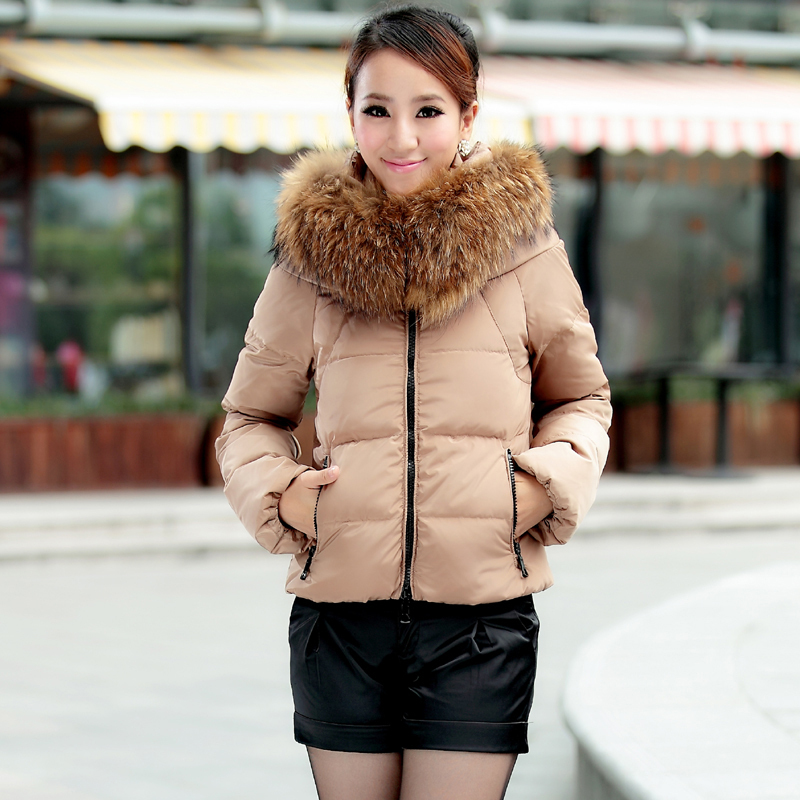 2012 female winter ultralarge luxurious fur collar female short design down coat