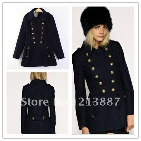 2012 Flax double-breasted woolen imitation cashmere trench coat