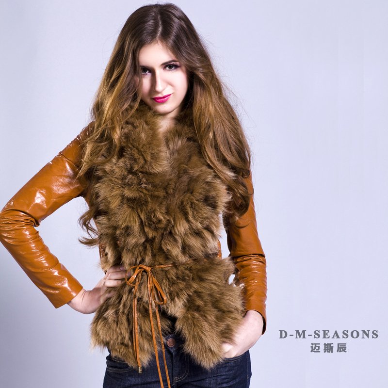 2012 fox fur coat sheepskin genuine leather clothing d751