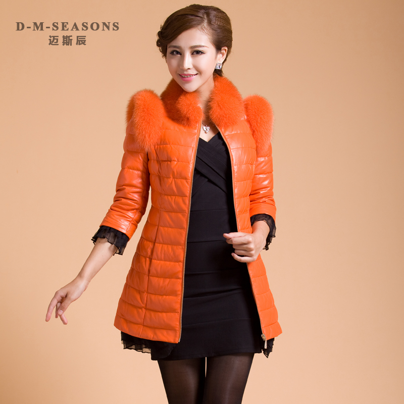 2012 fox fur genuine leather sheepskin down coat leather clothing women outerwear