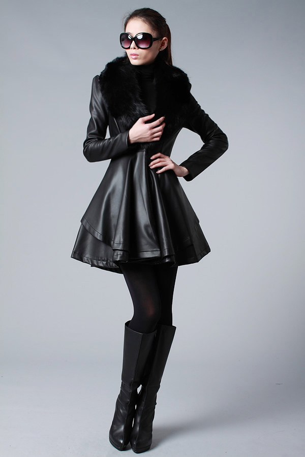 2012 fox fur quality fur collar leather trench leather overcoat
