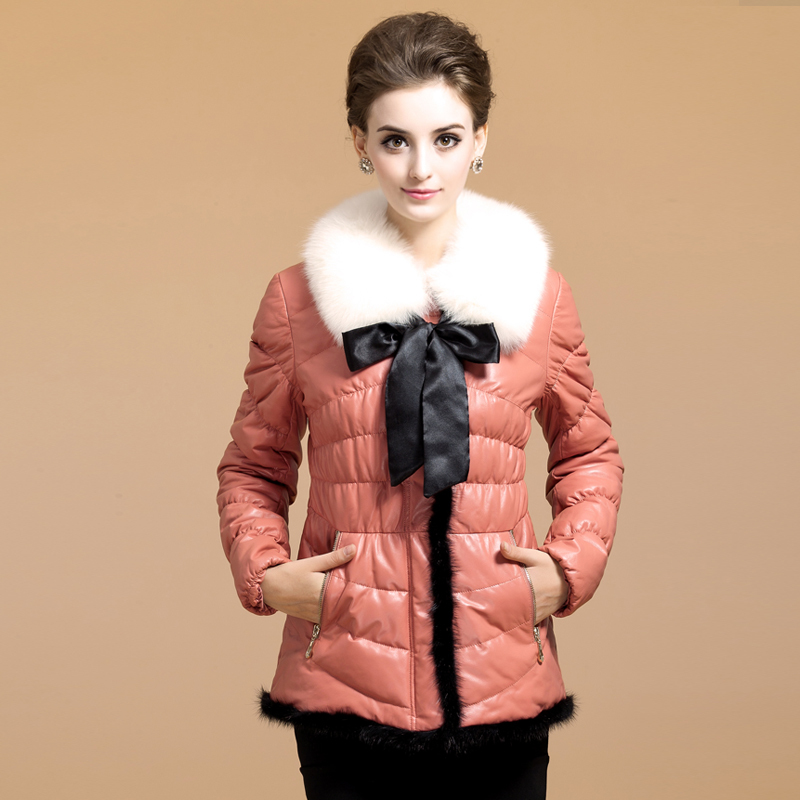 2012 fox fur sheepskin genuine leather clothing female genuine leather down coat leather clothing b6658