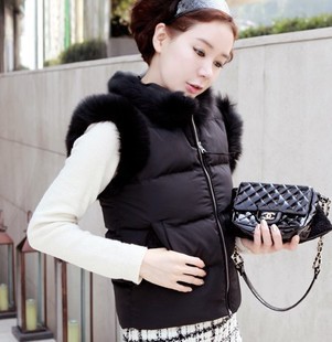 2012 fox fur wadded jacket vest cotton-padded jacket short design thermal outerwear