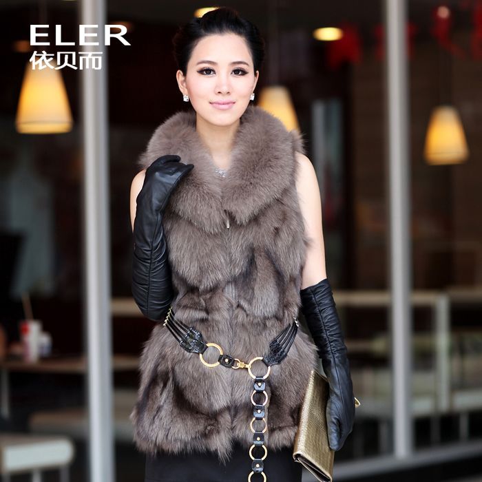 2012 fox wool medium-long women's fur vest outerwear