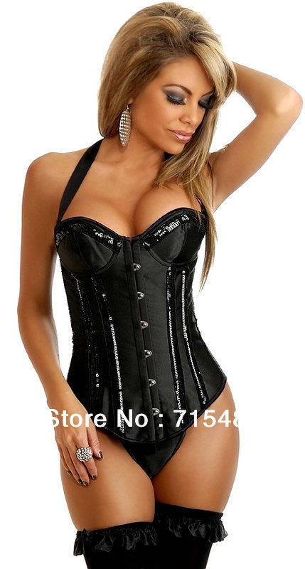2012 Free Shipping  4 Available Size Black Full Steel Strap Boned Corset Classic Printing Burlesque Corset