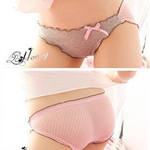 2012 Free Shipping Bud Silk Bowknot Briefs Little Transparent Ladies Underwear 5pcs/Lot 6 Colour